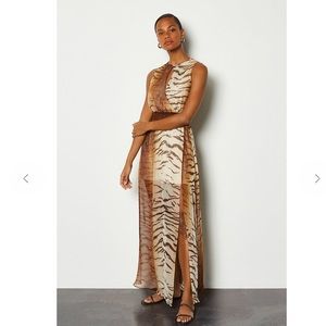 Karen Millen animal print wrap front long dress S